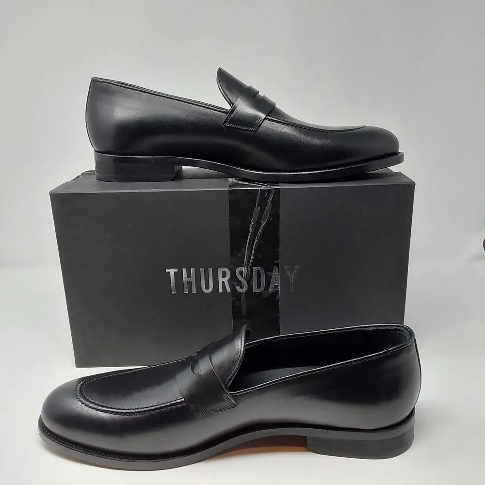 Thursday Boot Co Lincoln Penny Loafers Men's 12 Black Leather Dress Shoes NIB